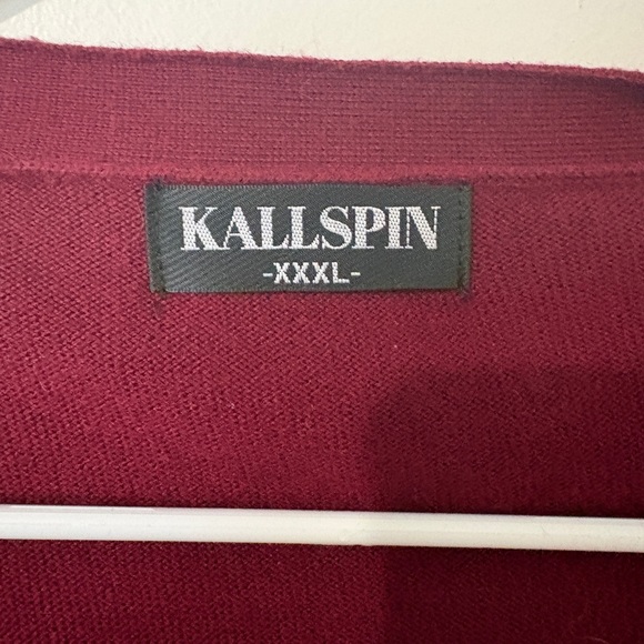 Men's Burgundy Cardigan Sweater - Picture 3 of 4